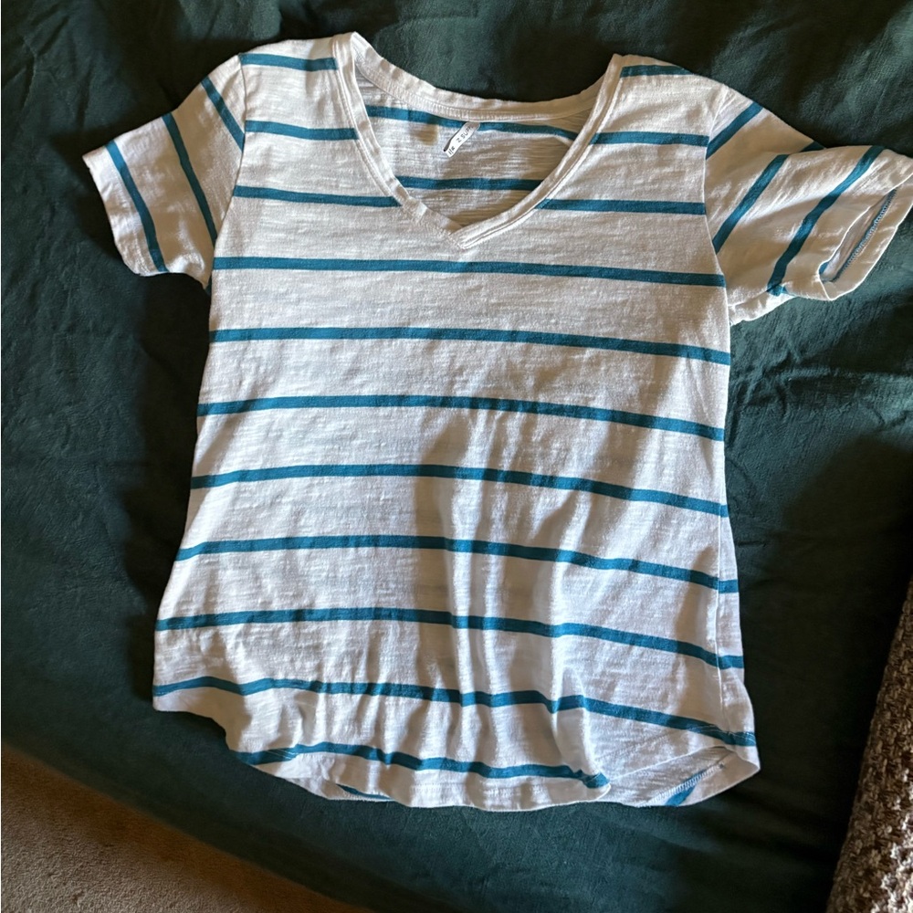 Z Supply Blue and White Striped Short Sleeve Tee